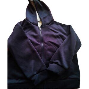 Sz 10-12 Kids Boy BLACK Fleece Lined Full Zip Jacket Sweater Sweatshirt Hoodie